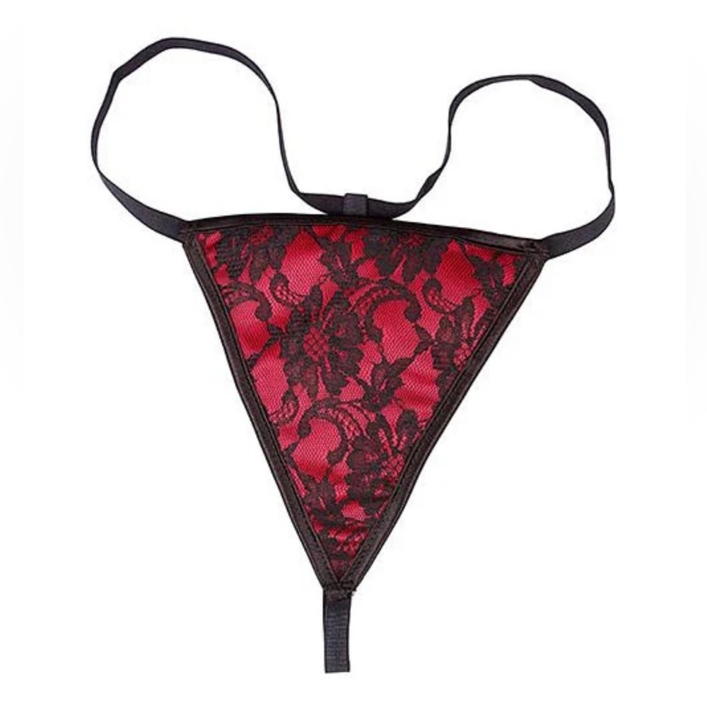 Red lace corset thong - New